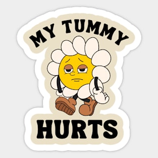 My Tummy Hurts Shirt | Cartoon Sunflower Tee, Funny Meme T Shirt, Retro Cartoon T Shirt, Vintage Graphic Shirt Unisex Sticker